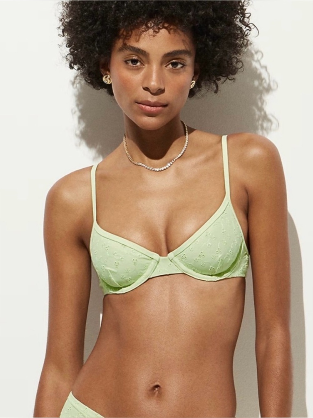 NWT J. Crew Underwire Eyelet Bikini Top Pale Willow